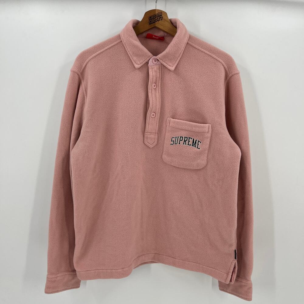 FW17 2017 Supreme NYC Polartec Fleece Pullover Collared Shirt in Pink S